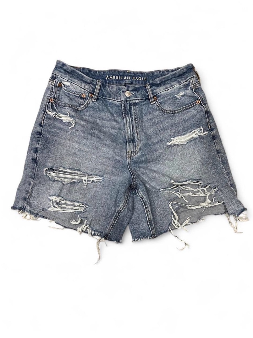 American Eagle Outfitters Y2K Distressed Denim Shorts Grunge Fairy Blue Size 12